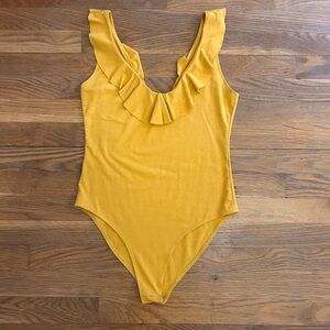 Forever 21 Yellow Ruffled Bodysuit